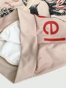 ROMWE MEN Street Life 男士拉链连帽卫衣，天使印花复古休闲宽松版型，适合日常穿着和时尚场合，男士完美之选 - 彩色 - 查看 7