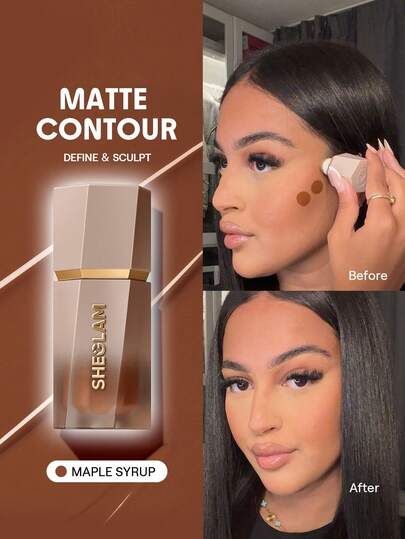 SHEGLAM Sun Sculpt Liquid Contour-Maple Syrup Contour Liquid Non-Greasy Long Lasting Natural Bronzer Contouring Weightless Contour Brand Beauty Makeup Face Paint Cosmetic For Women Girls Perfect For Fall Winter Ideal For Y2K Fancy Fashion Suitable For Birthday Christmas Present Party Ready Best Color
