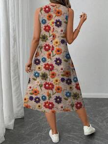 EMERY ROSE Váy dài ngang gối in họa tiết hoa cổ điển nhiều màu sắc dành cho nữ, phù hợp cho mùa xuân/hè, lễ hội âm nhạc, tiệc tùng, váy maxi không tay - Nhiều màu - Xem 2