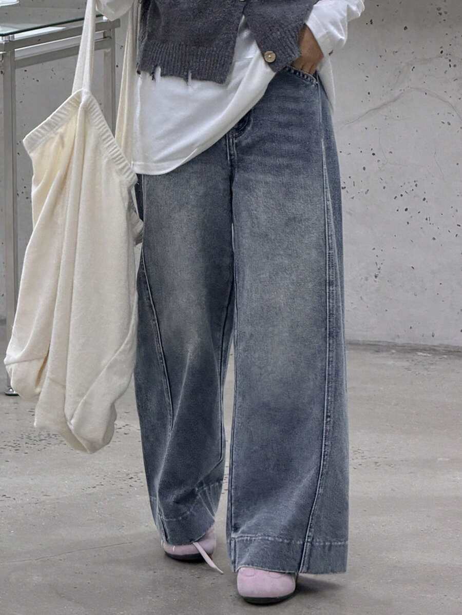 Dazy Kids Jeans anchos y sueltos con bolsillos para niñas preadolescentes, versátiles y casuales - Azul - Ver 1