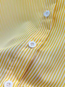 INAWLY 女士休闲条纹翻领宽松长袖防晒抽绳衬衫 - 黃色 - 查看 5