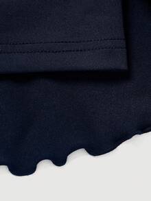 SHEIN PETITE CURVE 抽绳和折叠细节纯色蛋糕裙 - 寶藍色 - 查看 2