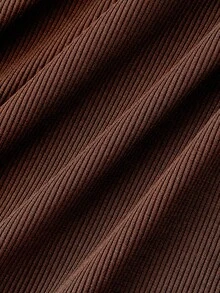 SHEIN MOD 大码垂坠领口宽腰褶饰阔腿连体衣，摩卡棕色，秋冬 - 棕色 - 查看 7