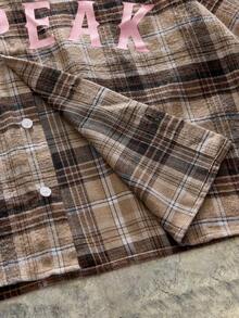 AXEPEAK 休闲街头嘻哈英文印花宽松短袖/长袖男士衬衫 - 卡其色 - 查看 5