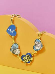 LOONEY TUNES X SHEIN 1 chiếc vòng tay xích màu xanh họa tiết hoạt hình thời trang, phụ kiện sang trọng cao cấp tuyệt đẹp, thích hợp cho nhiều bữa tiệc, buổi hòa nhạc/lễ hội - Màu xanh lam - Xem 4