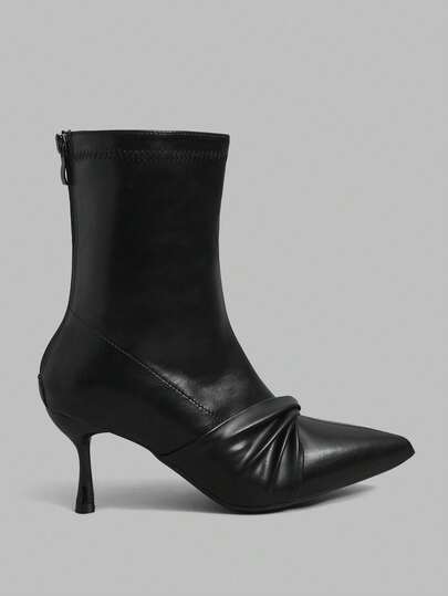 Ontre Botines de tacón alto de punta afilada y versátiles para el uso diario de las mujeres