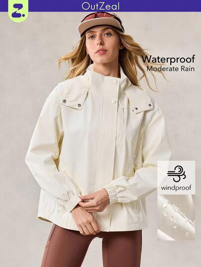 OutZeal 女士户外夹克 露营徒步 防水防风 抽绳腰带 多口袋