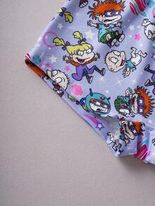 Nick 90s | SHEIN Tween Girl Cartoon Graphic Camisole And Elastic Waist Shorts Underwear Set