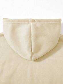 SHEIN Vacaura 2件套男童休闲连帽运动衫和运动裤针织套装，秋冬 - 杏色 - 查看 4