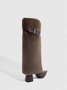 CUCCOO SZL 女士时尚咖啡棕色尖头过膝长靴 - 咖啡棕 - 查看 4