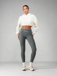 Missguided x Playboy High-Waisted Athletic Leggings With Logo Print For Women Yoga Fitness Training Workout - Green - View 1
