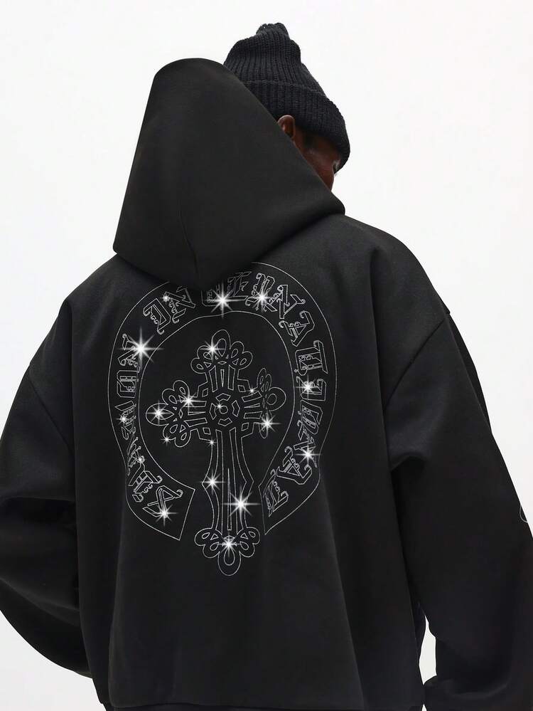 Bluza z kapturem z nadrukiem krzyża na plecach