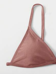 SHEIN Swim Bộ bikini gợi cảm màu trơn dành cho nữ, thích hợp cho mùa hè đi biển. - Cà phê nâu - Xem 4