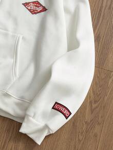 SWAVVY Men's Casual Zip-Up Hoodie Sweatshirt With Screen Print, Loose Fit, Spring/Autumn - Light Yellow - View 6