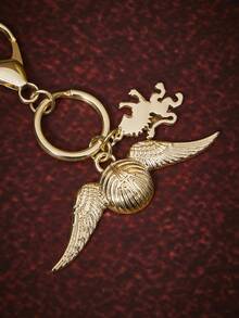 HARRY POTTER X SHEIN 1pc Fashionable Cartoon Element Couple Keychain, Creative Alloy, Luxury Niche, Suitable For Party - Gold - View 3