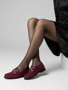 Women Loafers Shoes - 酒紅色 - 查看 1