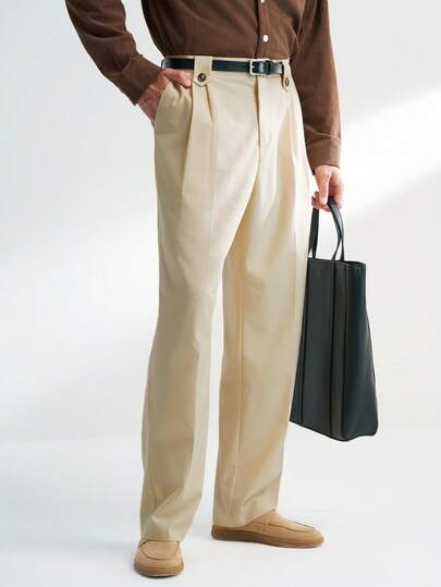 Manfinity Dauomo Pantalones casuales de unicolor simples para uso diario para hombres