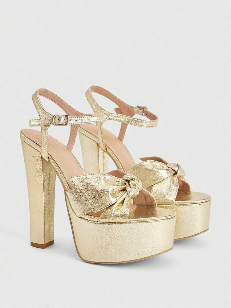 CUCCOO LuxiPop Women's Thick-Soled Kinky Fashion Buckle Design High-Heeled Sandals For Party Occasions