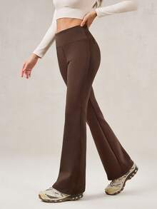 OutZeal 女士柔软保暖加厚高腰喇叭户外紧身裤，适合徒步露营，秋冬季穿着 - 棕色 - 查看 5