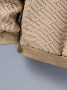 SHEIN Vacaura Tween Boy Geometric Pattern Round Neck Long Sleeve Casual Pullover Sweatshirt Chic Outfits For Autumn/Winter - Brown - View 3