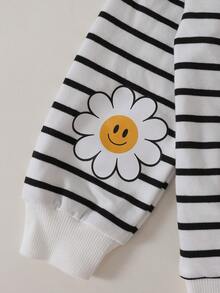 THE HAPPY LOOK 2pcs/Set Young Girl Floral Print Knit Soft Crew Neck Long Sleeve Sweatshirt And Elastic Waist Pants Toddler Girl Two Piece Sets Kids Clothes 2 Piece Sets Oufit Set Kids - Multicolor - View 3