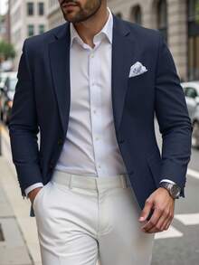 Calvornis Men's Casual Lapel Single-Button Blazer, A Solid Color Single-Button Blazer Suitable For Everyday Wear, A Best-Seller On INS, Ideal For Daily Commuting And Casual Summer Vacation, Perfect For Going Out And Everyday Wear, Featuring Button Closure For A Stylish And Versatile Look.