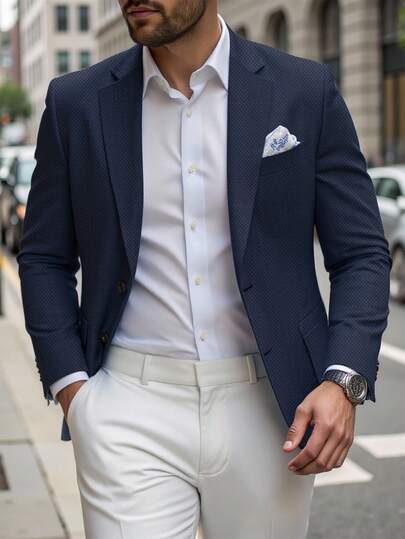 Calvornis Men's Casual Lapel Single-Button Blazer, A Solid Color Single-Button Blazer Suitable For Everyday Wear, A Best-Seller On INS, Ideal For Daily Commuting And Casual Summer Vacation, Perfect For Going Out And Everyday Wear, Featuring Button Closure For A Stylish And Versatile Look.