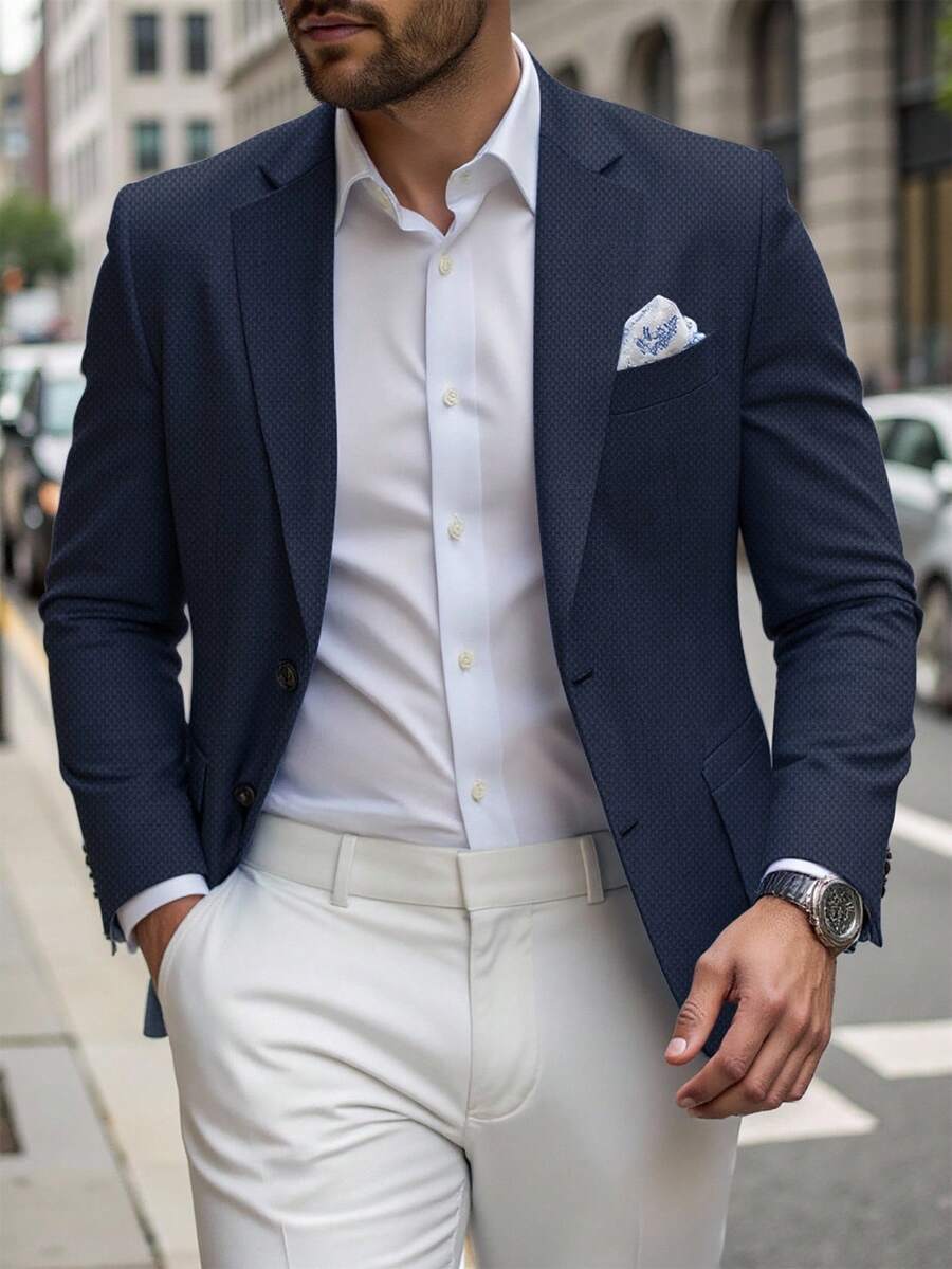 Calvornis Men's Casual Lapel Single-Button Blazer, A Solid Color Single-Button Blazer Suitable For Everyday Wear, A Best-Seller On INS, Ideal For Daily Commuting And Casual Summer Vacation, Perfect For Going Out And Everyday Wear, Featuring Button Closure For A Stylish And Versatile Look.