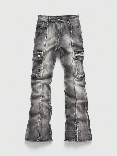 Street Life Jeans décontractés à poches cargo et évasés pour hommes