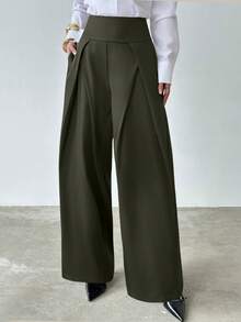Firerie Women's Elegant Office Wear Wide Leg Pants - Army Green - View 5