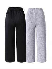 Vacaura 2pcs Young Boy Casual Minimalist Sweatpants, Comfortable Sports Pants In Black And Gray, Suitable For Spring, Autumn, Winter, School, Outdoor - Multicolor - View 7