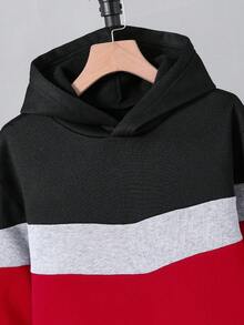 SHEIN Vacaura بلوزة رياضية بألوان متباينة للأولاد المراهقين، للارتداء اليومي والتنقل، للخريف/الشتاء - متعدد الألوان - مشاهدة 6