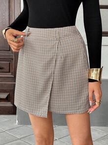 Pariaura Women's Plaid Asymmetric Hem Casual Versatile Skirt - Multicolor - View 3