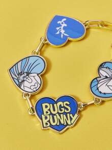 LOONEY TUNES X SHEIN 1 chiếc vòng tay xích màu xanh họa tiết hoạt hình thời trang, phụ kiện sang trọng cao cấp tuyệt đẹp, thích hợp cho nhiều bữa tiệc, buổi hòa nhạc/lễ hội - Màu xanh lam - Xem 3