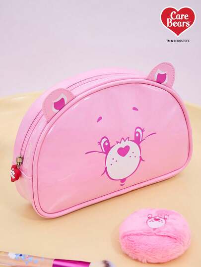 Care Bear X Joivida 1 pieza Bolsa de cosméticos de poliéster ligero con estampado de Osos Amorosos, Osos de la Suerte, Osos Alegres y Osos Compartidores, adecuada para guardar cosméticos, artículos de papelería, artículos de uso diario, productos digitales, ideal para ir al trabajo, la escuela, viajar, apta para hombres, mujeres y estudiantes