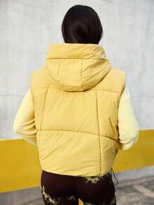 SHEIN Sovereign Charm HB-Da05 连帽宽松修身加厚背心，黄色 - 黃色 - 查看 2