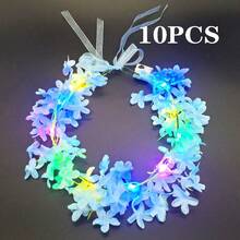 LED Flower Crowns Headbands - Mardi Gras Light Up Headband For Women, Garlands Glowing Floral Wreath Crowns For Wedding Beach Party Birthday Cosplay - Valentine's Day, Flowers, Couples, Love, Sets Gifts, Funny Gifts, Ribbon, Balloons - Multi-color light - View 17