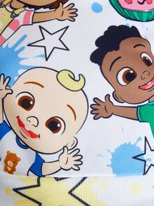 CoComelon X SHEIN Baby Boy Cartoon Portrait Pattern Splatter Autumn Sweatshirt Fall Winter