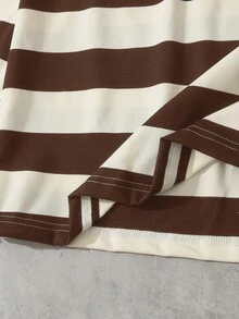 ROMWE MEN Gestreiftes Polokragen modisches Langarm T-Shirt