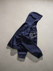 AXEPEAK 男士休闲时尚印花连帽卫衣 - 藍色 - 查看 3