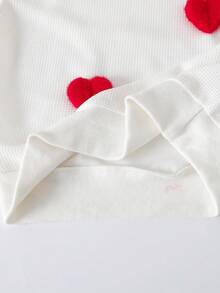 2pcs/Set Young Girls Cute Knitted Butterfly Decor Round Neck Long Sleeve Top And Red Flared Pants, Spring/Autumn