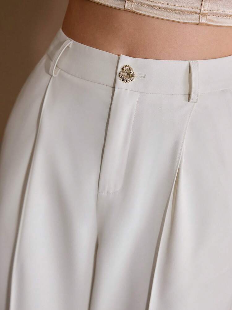 WOMEN'S ELEGANT SOLID COLOR STRAIGHT-LEG CASUAL PANTS, SUITABLE FOR COMMUTING, AUTUMN/WINTER