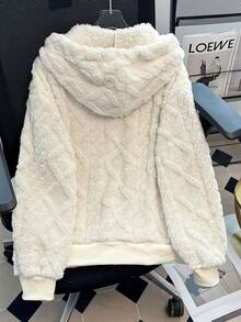 Franclia 休闲日常女式卫衣，高端拉链卫衣，宽松版型，显瘦，女士冬季款 - 米色 - 查看 2