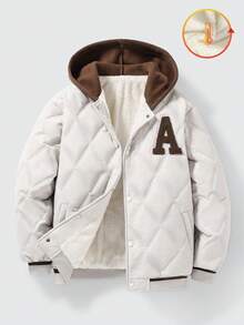 Vacaura 青少年男孩休闲百搭字母图案连帽衫，秋冬