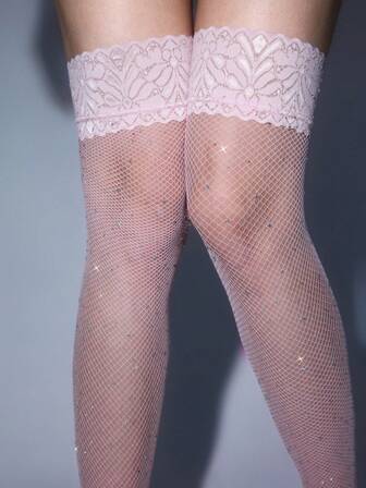 Grunge Punk 1 par de calcetines sobre la rodilla con lunares lindos, calcetines altos de color blanco sólido minimalista y dulce, medias elásticas súper delgadas y transparentes para uso diario