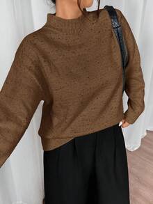 Firerie Women's Casual Crew Neck Long Sleeve Pullover Sweater, Winter Sweaters For Women - Brown - View 6