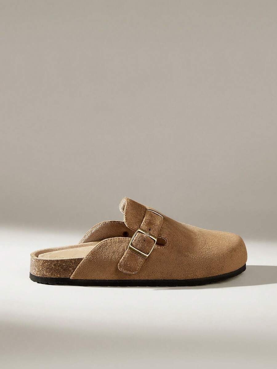 Solecia Women's Casual Slip-On Mules With Buckle Design For Christmas - Camel - View 1