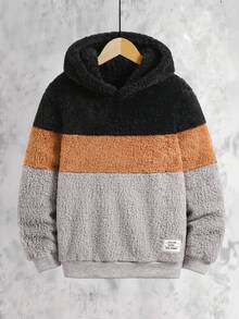 SHEIN Vacaura 1 pezzo Felpa con cappuccio comoda in patchwork per ragazzi pre-adolescenti, autunno/inverno - Multicolore - Visualizzare 1