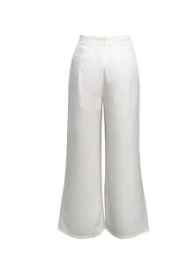 Franclia Women's Ruched Wide Leg Casual & Office Pants, Minimalist Style - White - View 2