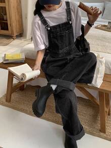 DAZY 女士及女孩休闲复古牛仔背带裤和连体裤